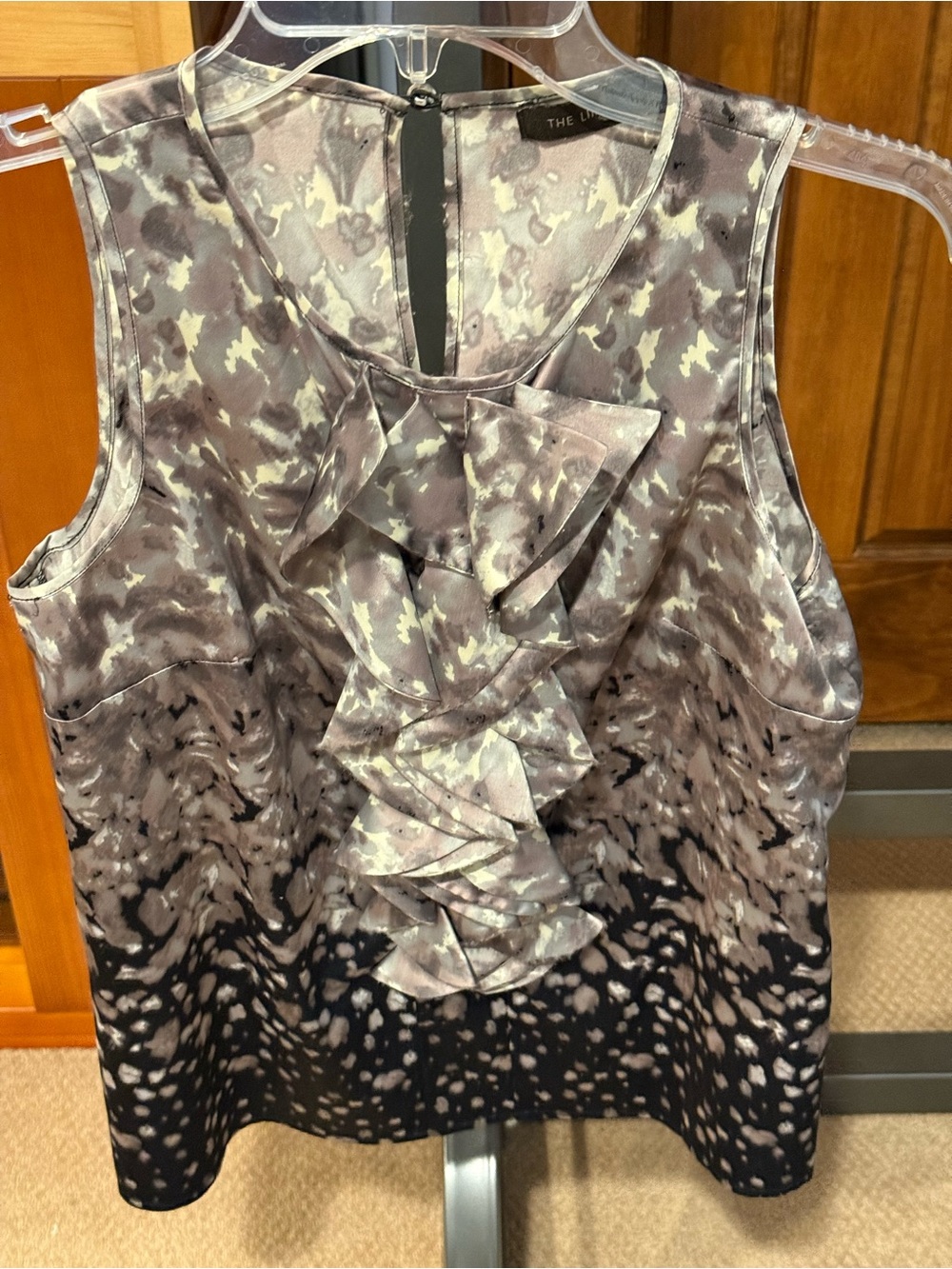 The Limited Gray and Black Ruffled Sleeveless Camisole